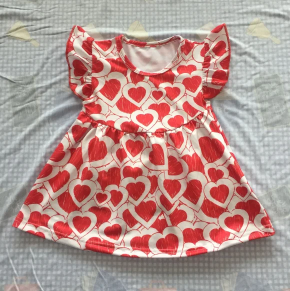 Valentine's day children clothes  girls baby dress cute sweetsuit cotton customizable hot sale wholesale