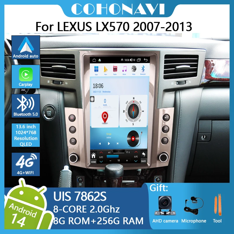 

For LEXUS LX570 2007-2013 1024*768 UIS7862S 8-core 8+256G Car Navigation CarPlay Car Radio Multimedia Video Player GPS 13.6INCH