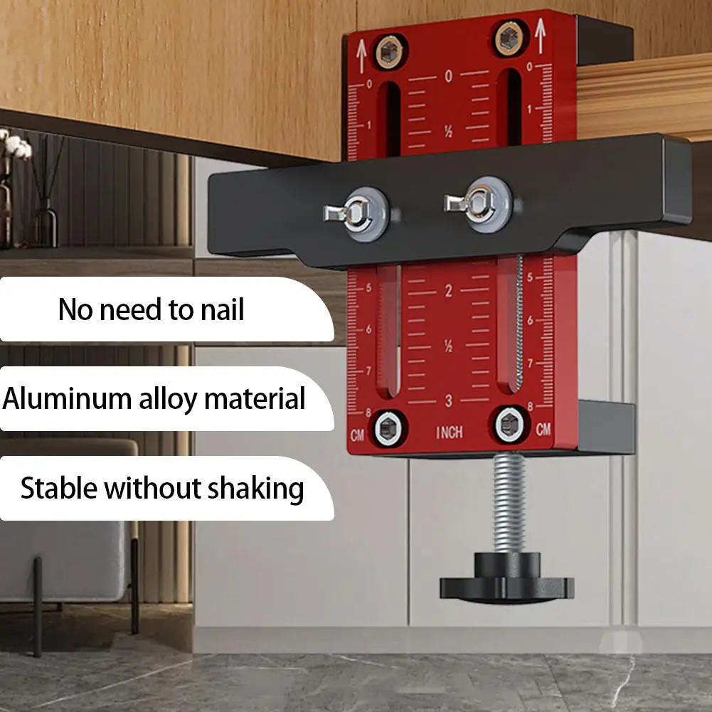 Cabinet Door Installation Locator Clamping 10-60mm Wood Board Aluminium Alloy Cabinet Door Positioning Handle Install Punch Tool