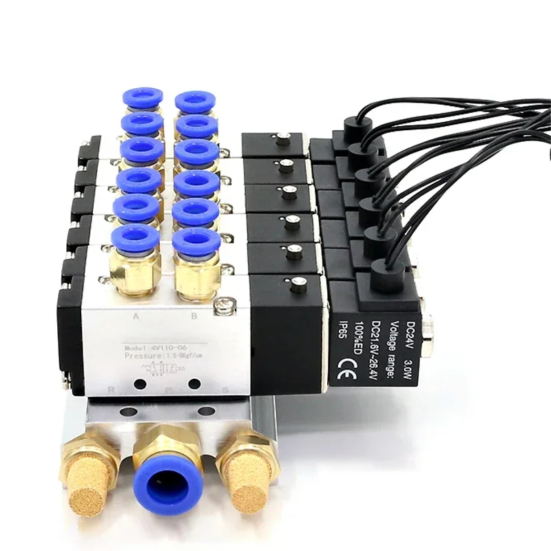 

Solenoid Valve Multi-way Combination 4V110-06 Manifold Stations DC12V 24V AC220V With Fittings 5 port 2 position Solenoid Valves