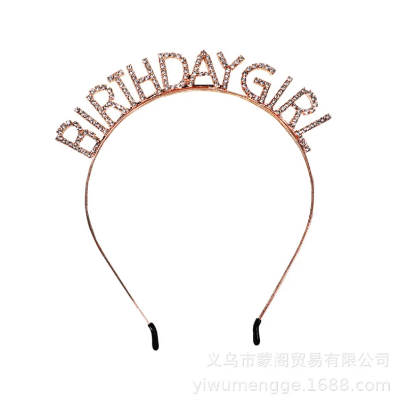 Birthday Letter Headwear Hair Jewelry Queen's Crown Holiday Party Hair Card Christmas Lady Diamond Headwear Decoration Prop