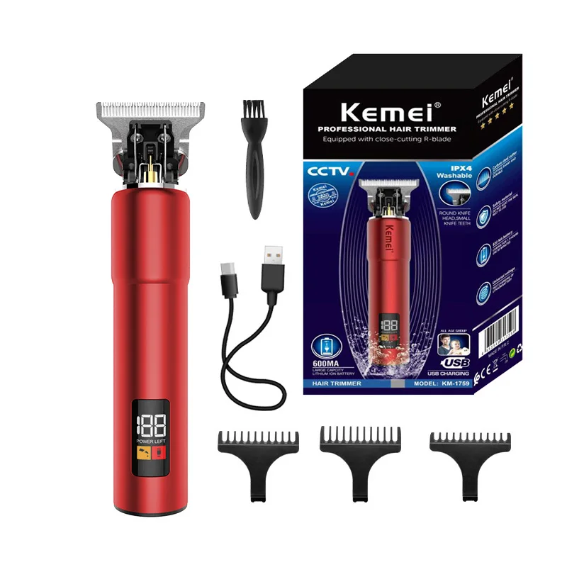 Kemei Baldheaded Hair Clipper Hair Trimmer for Barber Cordless Trimmer Man Hair Cutting Machine Beard Razor