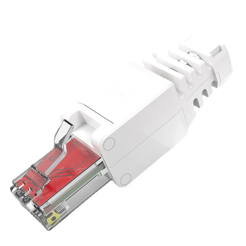 2 Buah Konektor Cat5E Cat6 RJ45 Modular Tanpa Alat Penekan Kawat Tanpa Pelindung Pelapisan Emas Kepala Kristal Jaringan Dapat Digunakan Kembali