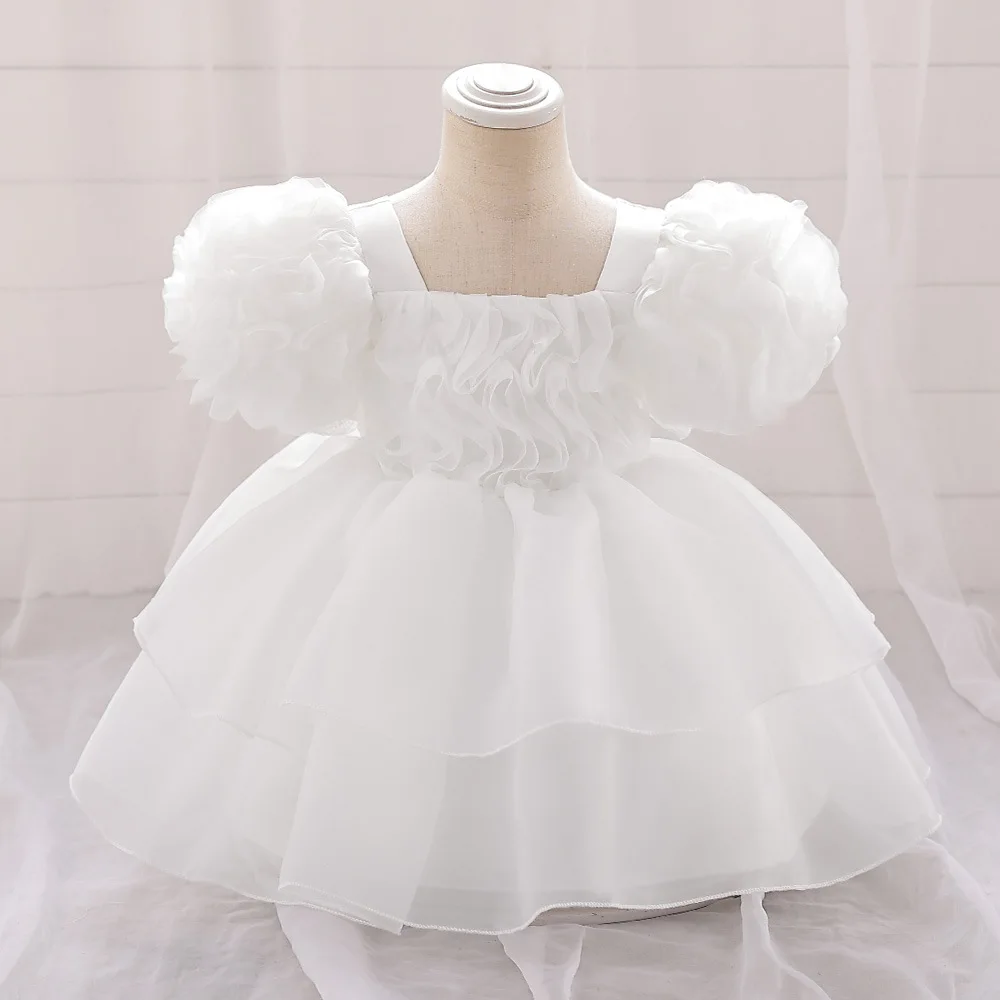 Hot selling children's princess dress with bubble sleeves, one year old clothing, fluffy dress, dress for girls, formal dress