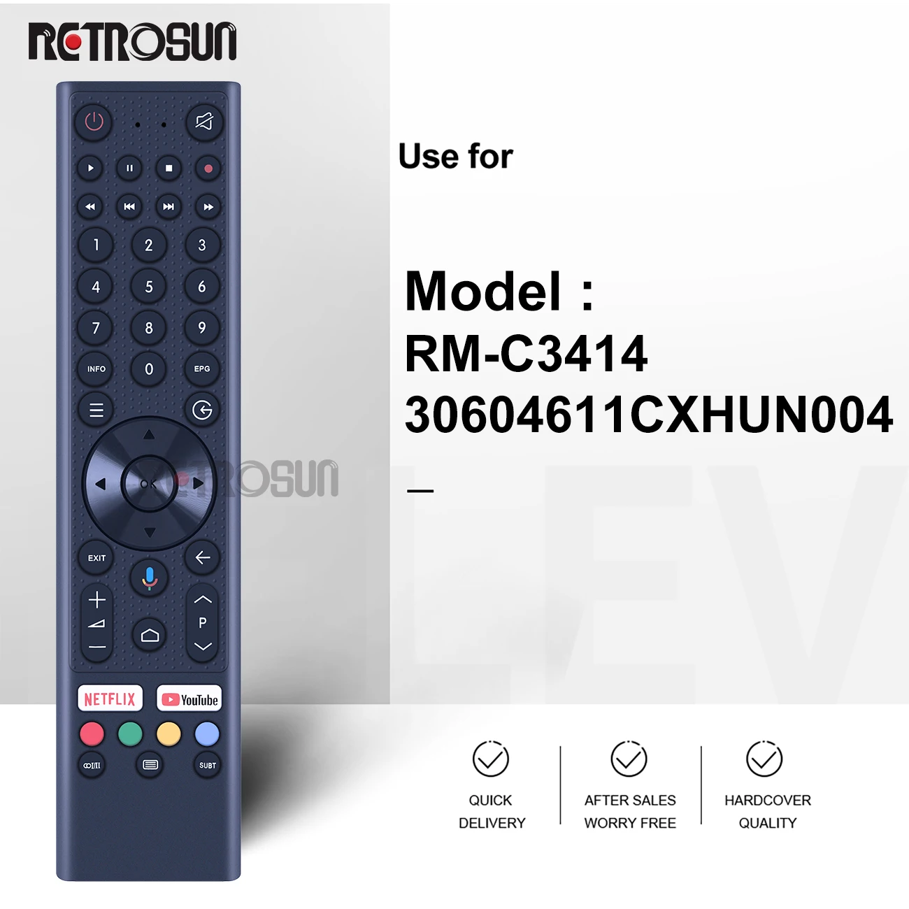 New for JVC TV Smart tech hr46a stt001 RM-C3414 30604611CXHUN004 NO vocie Remote Control