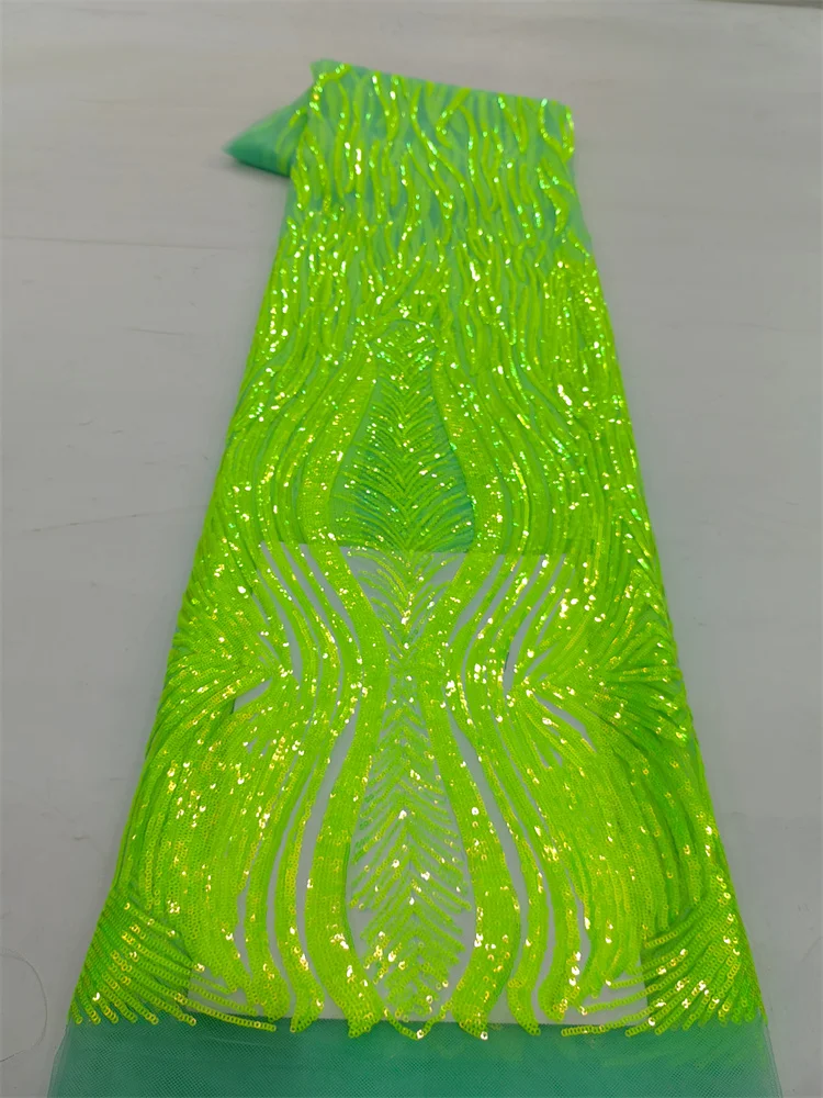 African Sequins Net Lace Fabric 2026 High Quality Swiss Voile Embroidery Tulle Laces 2.5 Yards For Sewing Party Dresses