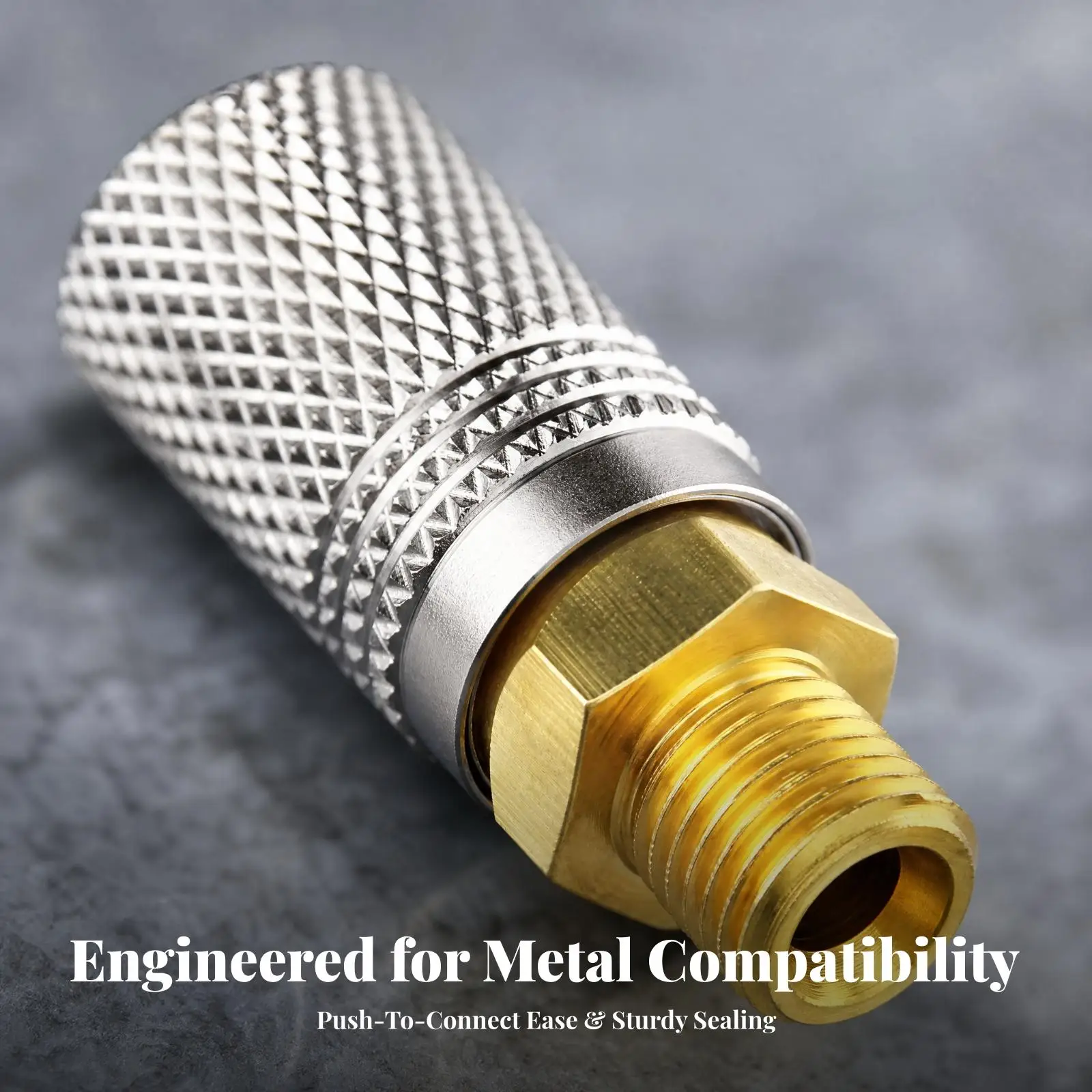 Pneumatic Quick-Connect Fitting Easy Assembly Air Line Quick Connector with Knurled Grip Sleeve Sturdy and for Workshop