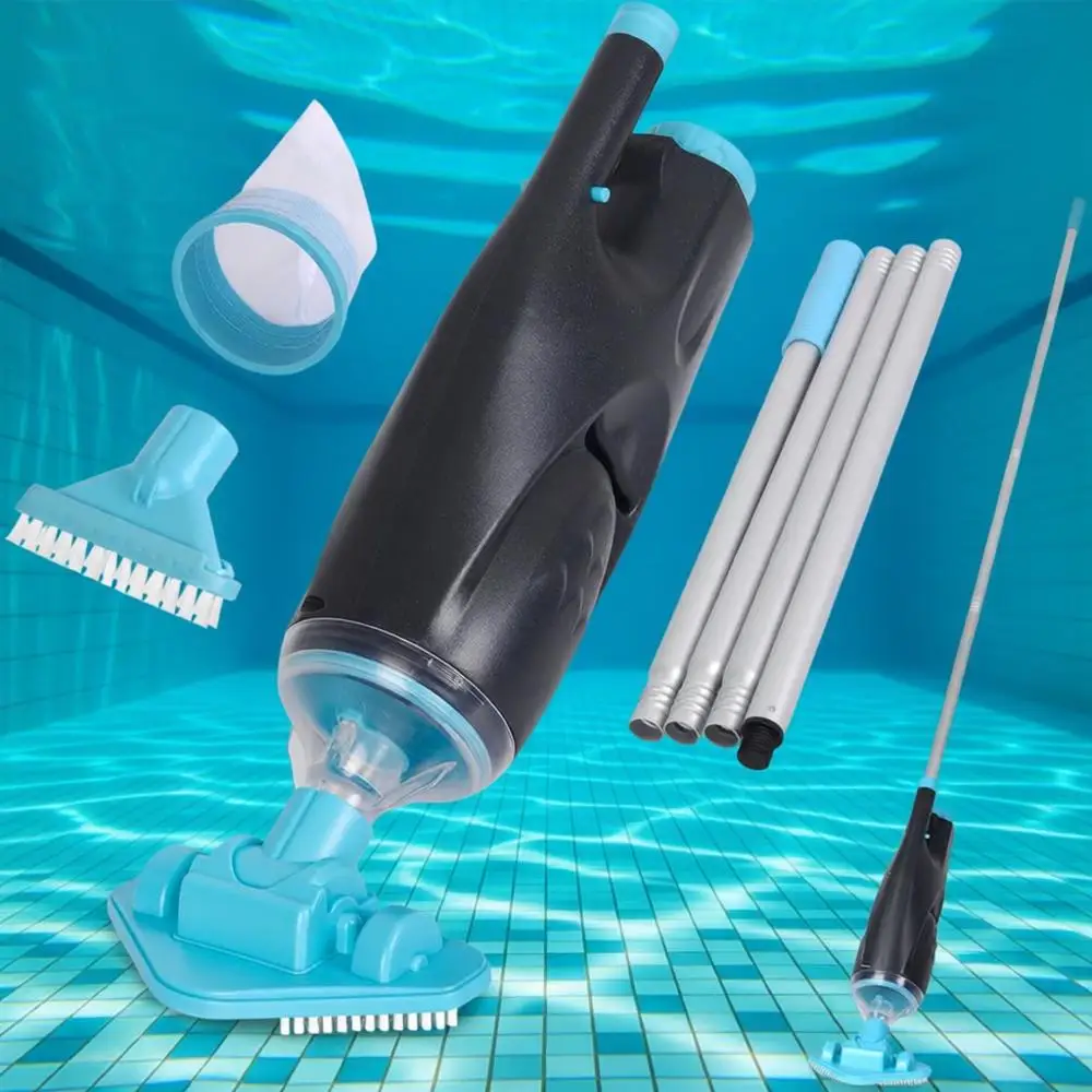 

Rechargeable Handheld Pool Vacuum Set with Adjustable Pole and 2 Interchangeable Brushes, Ideal for Above-Ground Pools, Hot Tubs
