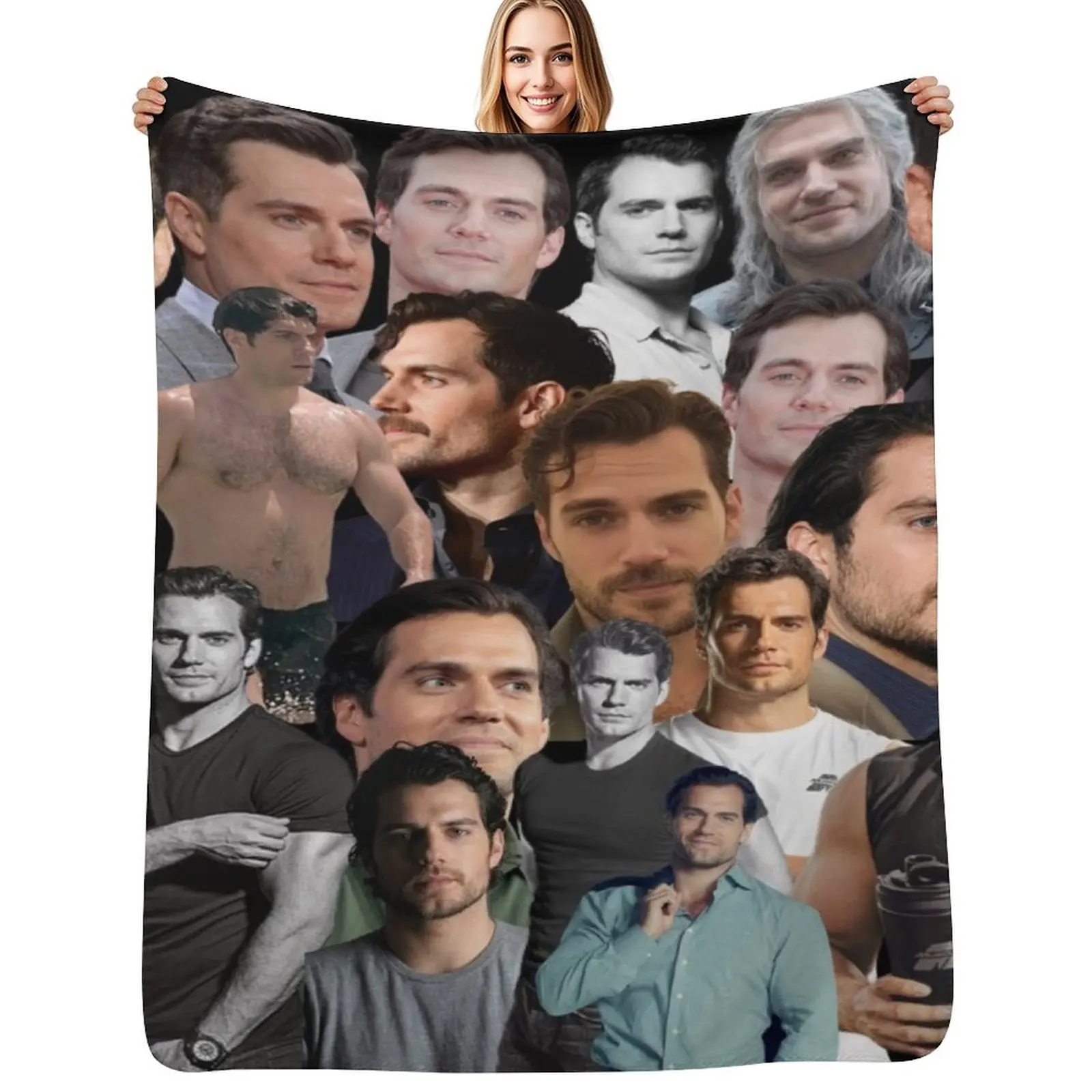 henry cavill photo collage Throw Blanket Wrinkle Resistant Lightweight Blanket