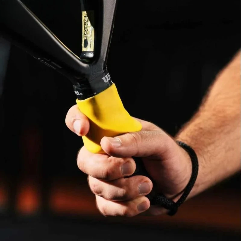 Corretor de pegada para raquete de tênis em silicone premium, dispositivo portátil antiderrapante para correção de pegada de raquete.