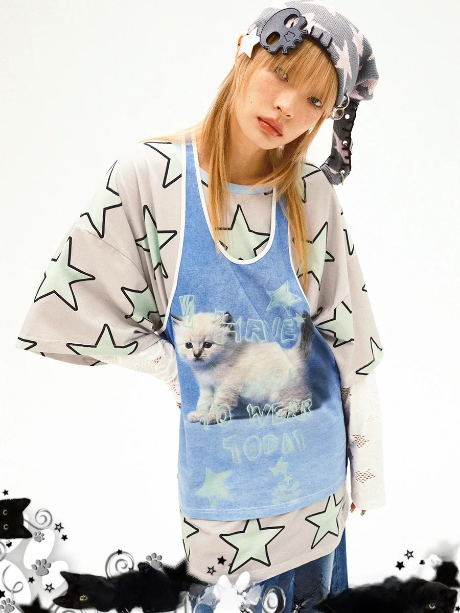 

CFIERCE Printed Vest Cotton Blend Comfortable Unisex Mid-Length Inner Wear Summer 2024 Cute Style No Chest Pad