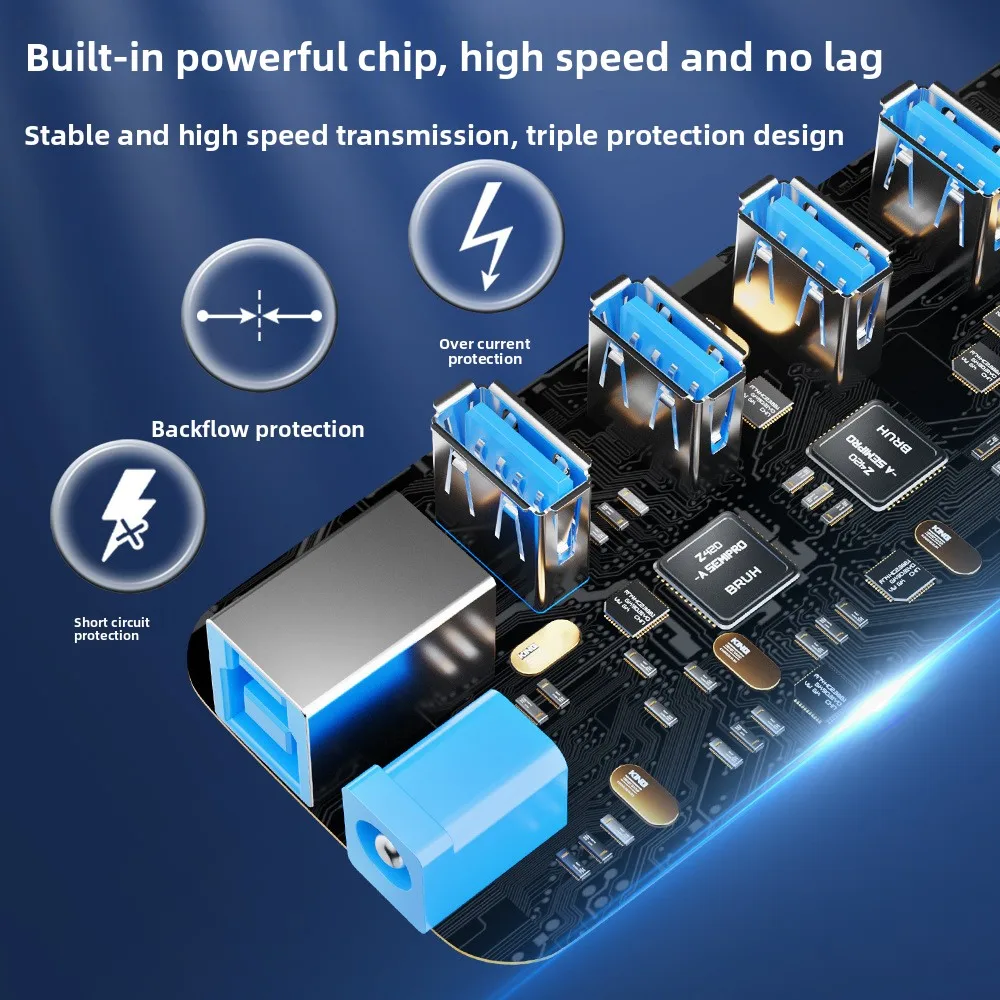 USB 3.0 Hub 4 Ports 7 Ports USB 3.0 Data Port Adapter 5Gbps High Speed Individual on/Off Switch Splitter USB Extension