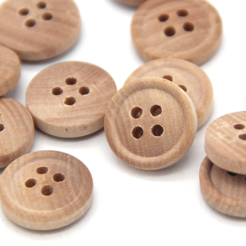 HENGC 50Pcs 11/13mm Natural Round Wooden Buttons for Clothes Kids Shirt Blouse Coat Eco-friendly Sewing Accessories Wholesale