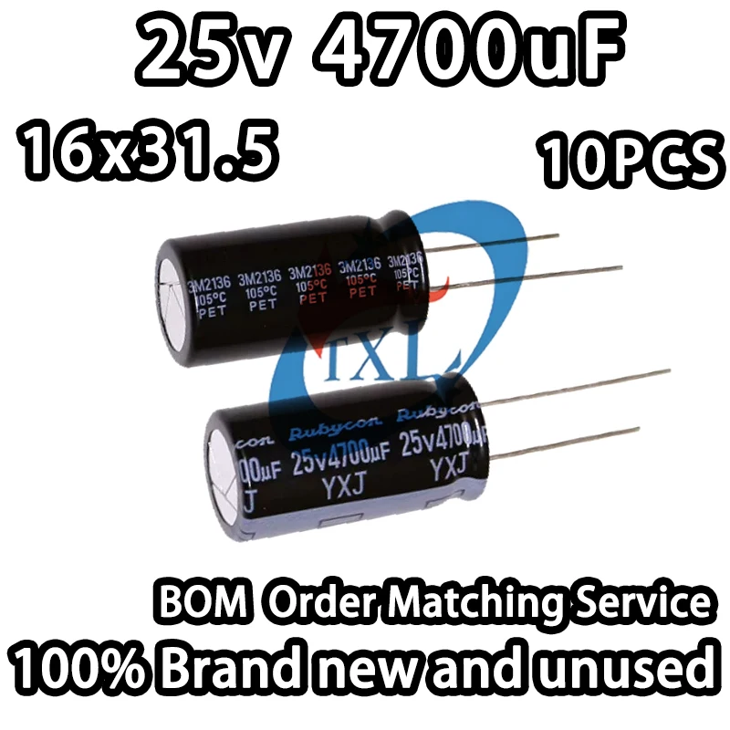 During the Event: 10PCS 4700UF 25V 25v4700uF 16x31.5mm Imported Aluminum Electrolytic Capacitor Ruby YXJ Long Lifespan