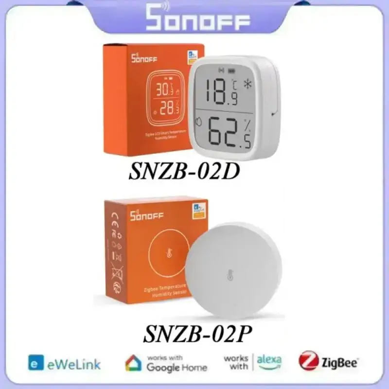 SONOFF SNZB-02P/02D Temperature Humidity Sensor Zigbee Monitor Smart Home Automation Kits Control Via eWeLink Alexa Google Home