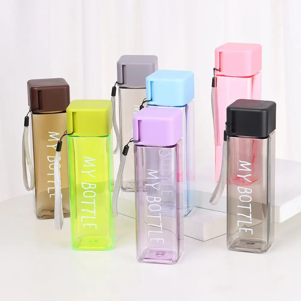 500ML Summer Portable Large Capacity Square Drinking Cup Coffee Juice Cup Sports Water Bottle
