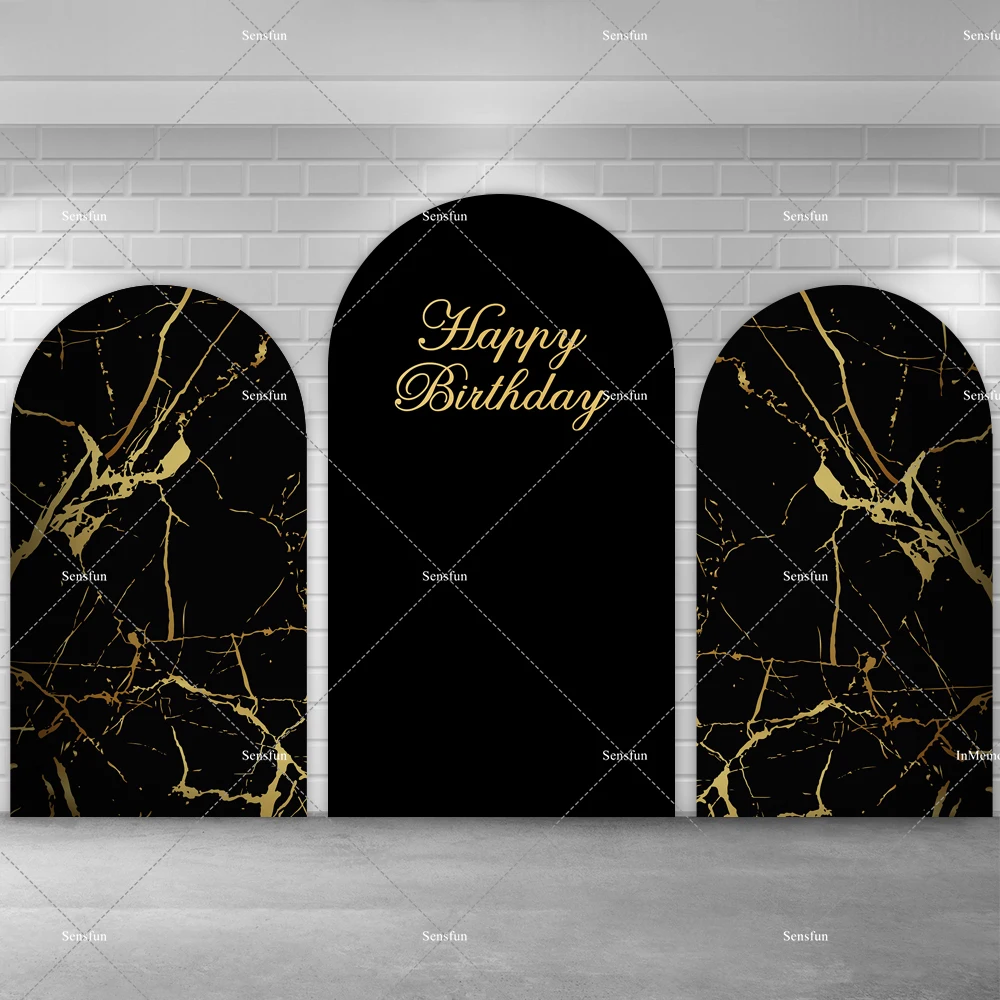 غطاء خلفية على شكل قوس خوخه لامع باللونين الأسود والذهبي للبالغين والرجال والنساء وخلفيات تصوير لحفلات أعياد الميلاد السعيدة