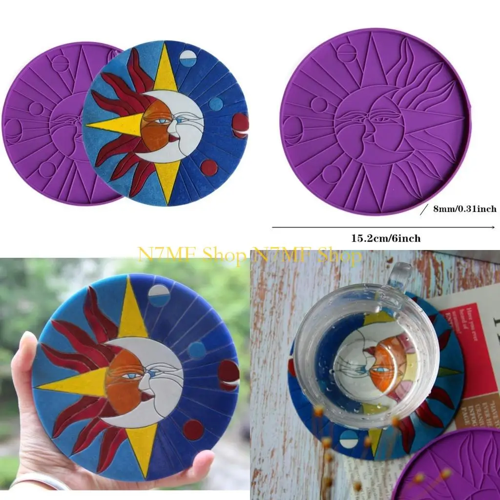 

N7MF Cresescent Moon и для солнечных каботажных смол Line Art для солнца со звездным лицом Rou