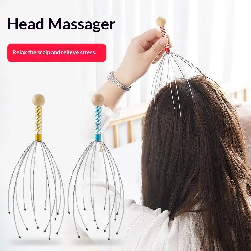 【B】1Pcs Rubbing Scalp Relaxation Relief Body Massager Octopus Head Massager Scratcher Relieves Tension Health Care Tools