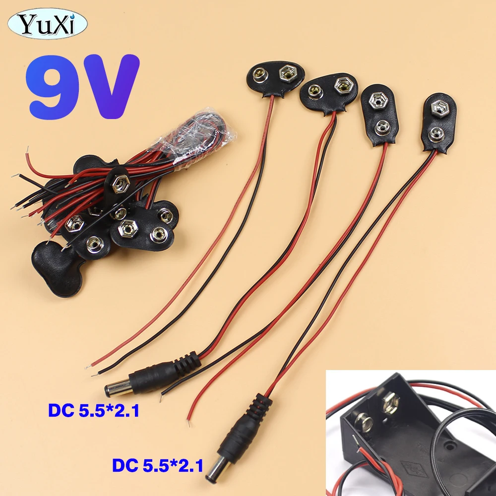 

10Pcs DC 9V Battery Button Power Cables DC 5.5*2.1mm Battery Buckle Snaps Power Cables Connector Repair Parts