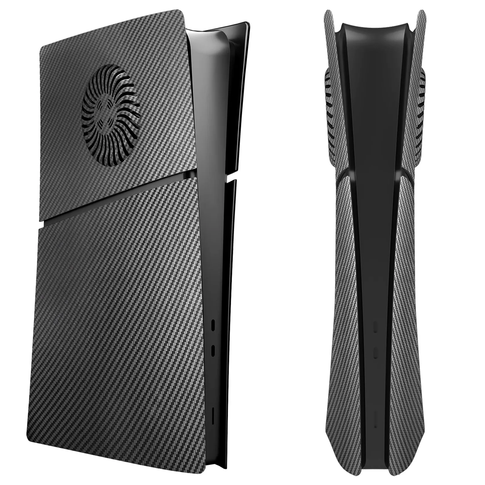 YUESHEN Ps5 غطاء نحيف من ألياف الكربون باللون الأسود مع فتحات تبريد وغطاء مقاوم للغبار لجهاز PS5 Slim