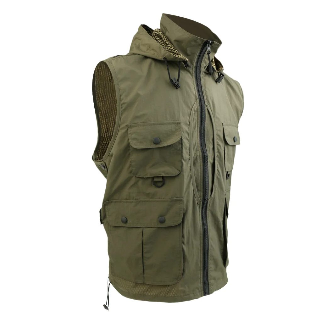 2024 New Men's Professional Multi-Tasche Portable Waterproof  Adjustable  Fishing Working Photography Hooded  Waistcoat