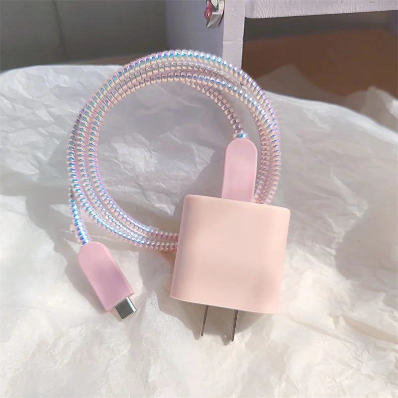 Cute Solid Color Charger Soft Silicone Case For IPhone 11 13 14 15 18W-20W Gradual Change Charge Protection Cover Charger Sleeve