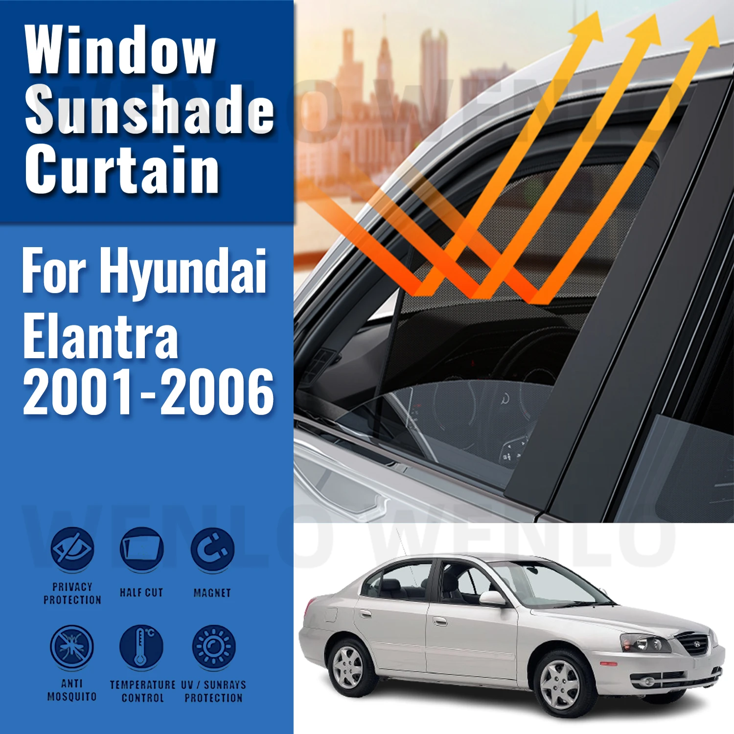 For Hyundai Elantra Avante 2000-2006 Magnetic Car Sunshade Shield Front Windshield Frame Curtain Rear Side Window Sun Shades