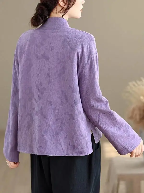 

Chinese Casual Embroidered Cotton Linen Women's Open Cardigan Heavy Work New Autumn Faion Good Lu Lotus