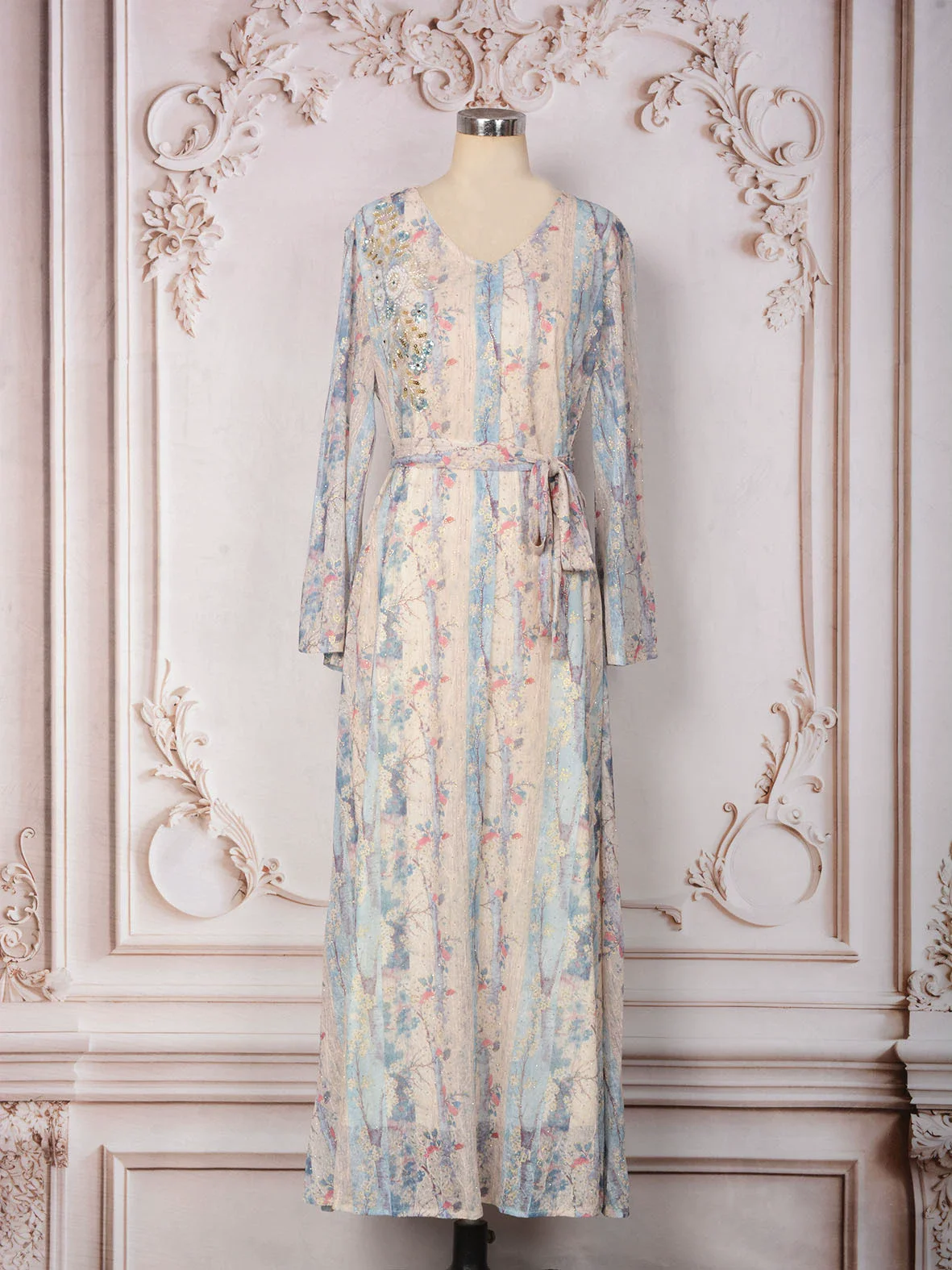 

Muslim women's clothing Dubai loose waisted robe Ramadan Middle East Saudi Arabia Islamic rhinestone beaded dress dress Abaya