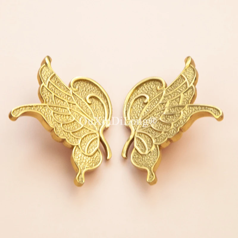 Beauty 4PCS/4Pair Solid Brass Butterfly Furniture Handles Cupboard Wardrobe Closet Dresser Drawer Cabinet Door Pulls Knobs Deco