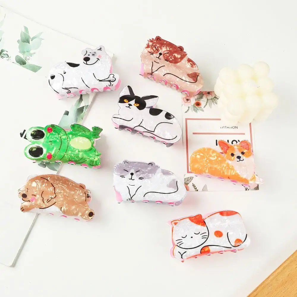 Fashion Dog Cat Hair Claw Korean Style Cartoon Animal Shark Clip Headwear Grab Clip Acrylic Animal Hair Clip Daily