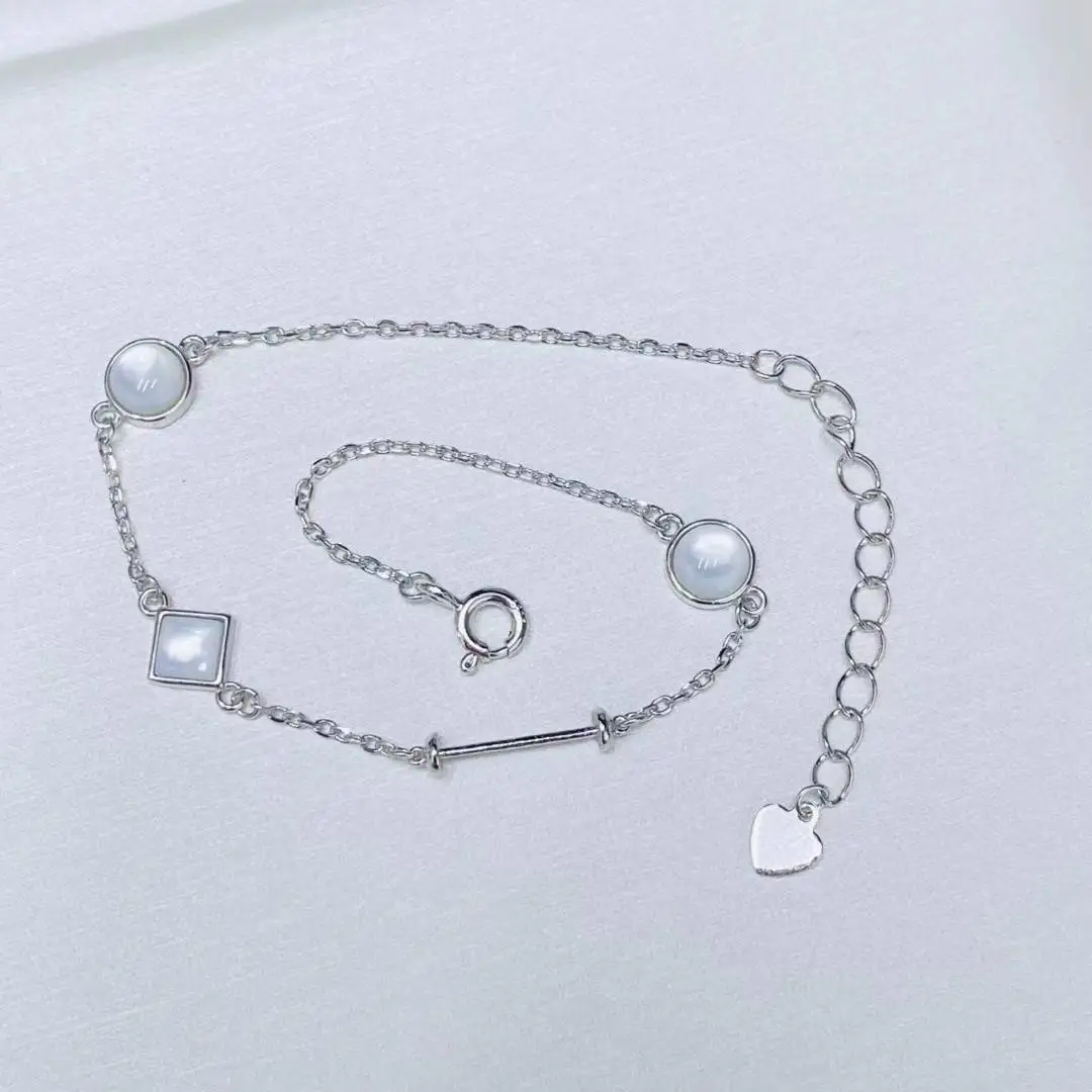 

Браслет из стерлингового серебра S925, настройки крепления, крепления, базовая часть, браслет для 7-10 мм, жемчуг, камни, бусины, 5 шт./лот