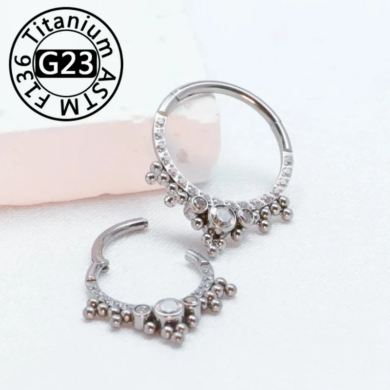 2/5pcs Piercing Septum Clicker Ear Cuff Tragus G23 Titanium nose ring cartilage Body Jewelry Women 16G Hinged Segment Zircon