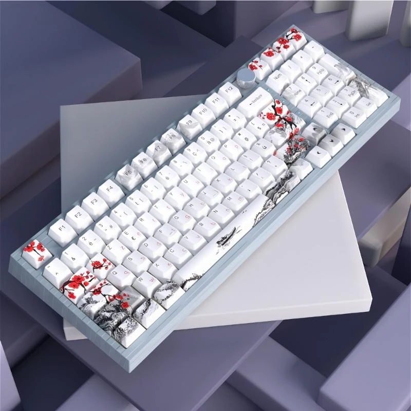  Plum Blossom OEM Keycap 128-key Thick Plastic 5Sides Sublimations Keycap Set