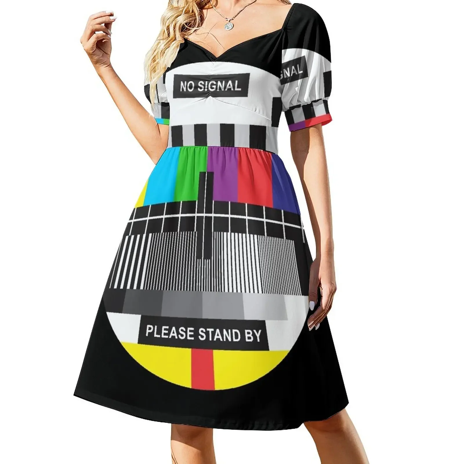 

TV No Signal Short-Sleeved Dress clothes for women elegant party dresses for women 2025