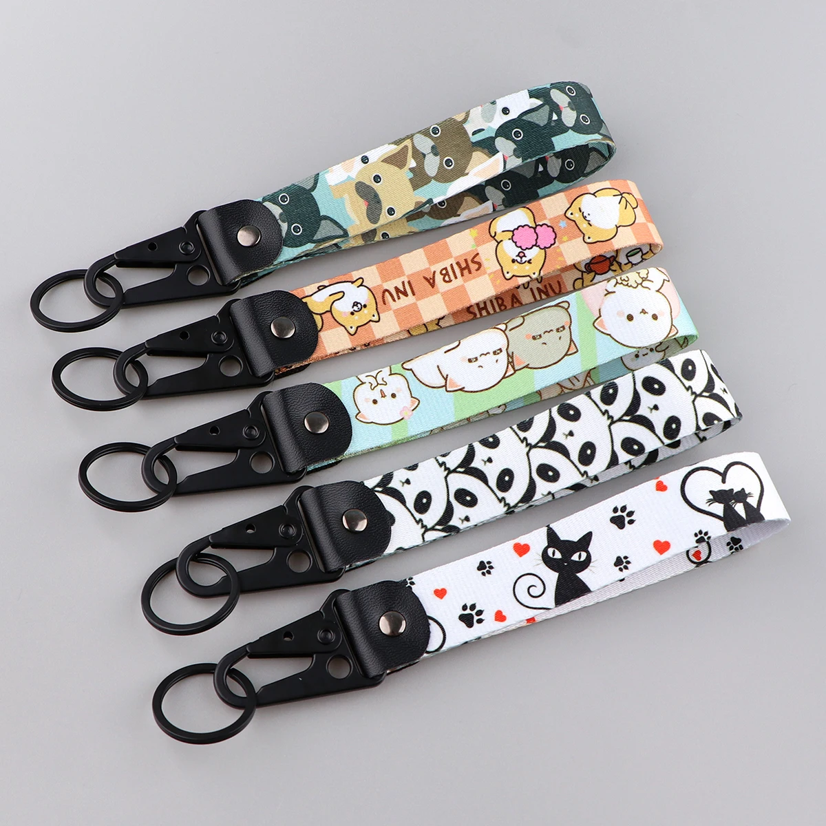 Cute Cat Dog Eagle Beak Keychain Short Lanyard Used In Car Bags Phone Rope Badge Holder USB Pendant Panda Key Chain Lanyard