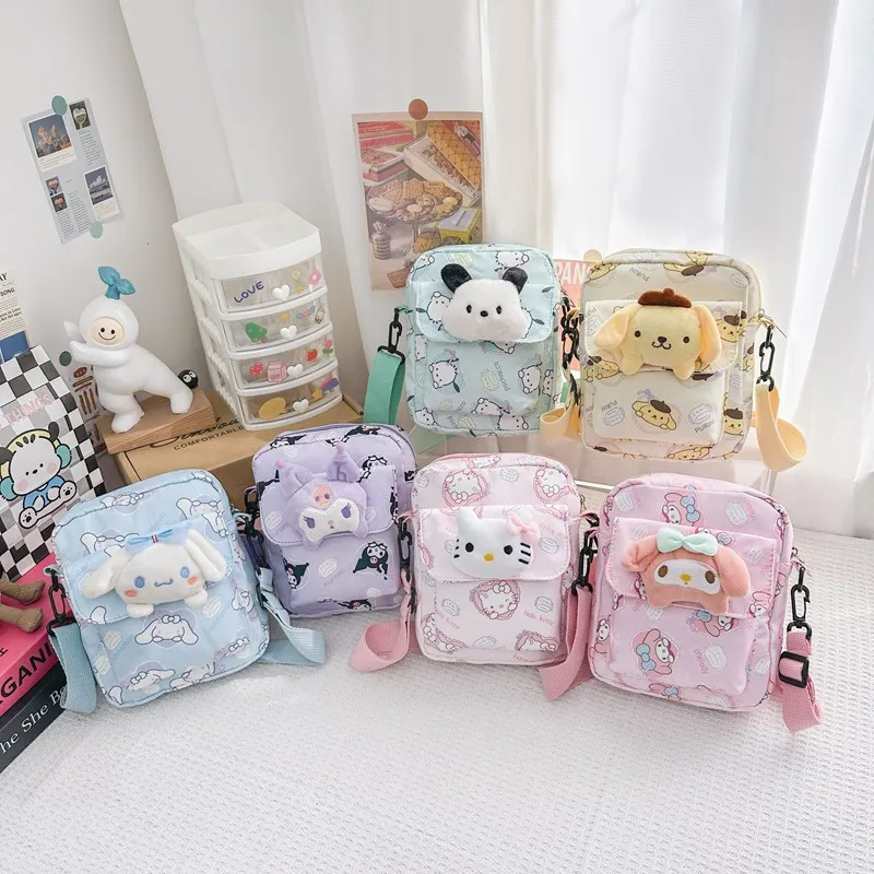 

Милая детская сумка Sanrio Hello Kitty Kuromi My melody Pochacco, сумка на плечо, школьные сумки, дорожные сумки для детей