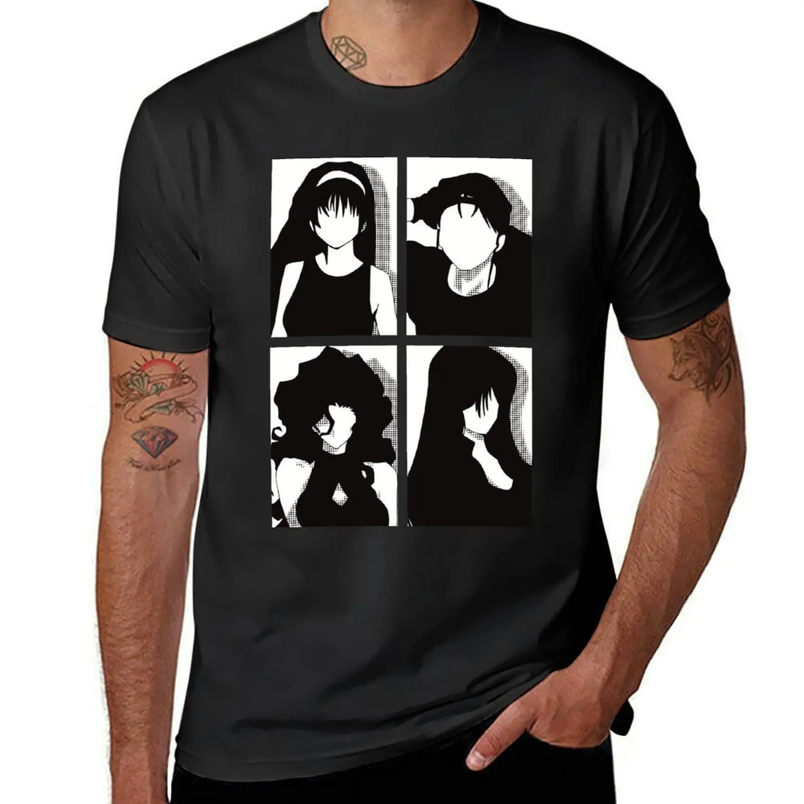 All The Main Characters In Golden Boy Anime In A Black And White Kawaii Minimalist Pop Art Design T-Shirt