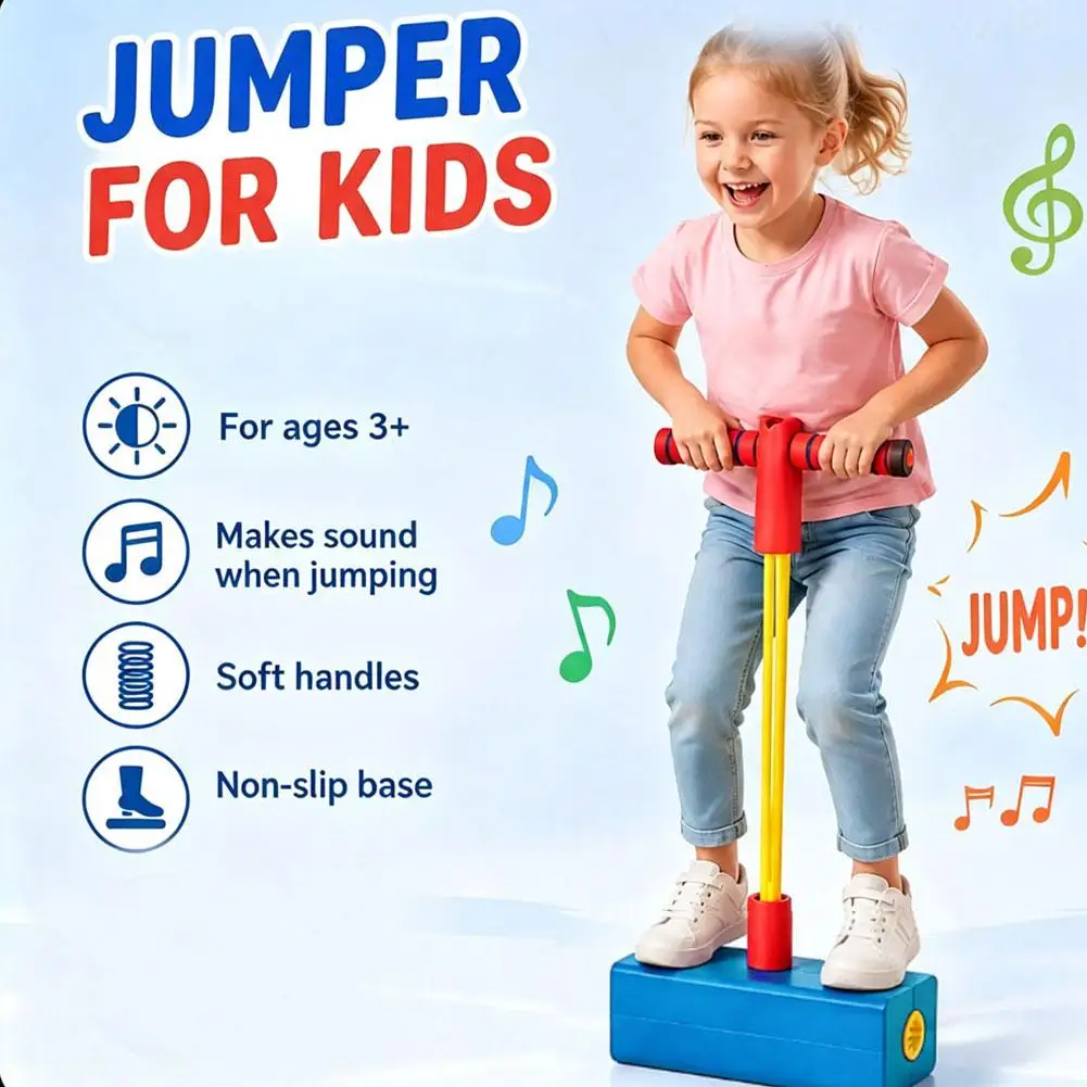 Frog Jump Foam Pogo Stick Kids Leg Trainer Sensory Balance Board Elastic Bouncing Toy Fitness Indoor Outdoor Toddler Sport Gift
