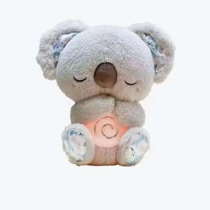 Baby Breathing Bear Baby Soothing Otter Plush Doll Baby Kids Soothing Music Sleeping Companion Sound and Light Doll Gift