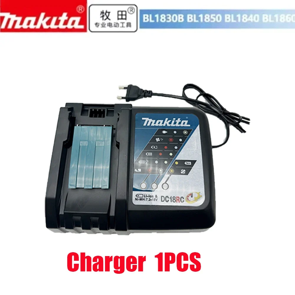 100% originele Makita 18V batterij 18650 oplaadbare lithium-ionbatterij, vervangbare Makita BL1830 BL1860B met 18V 3A oplader