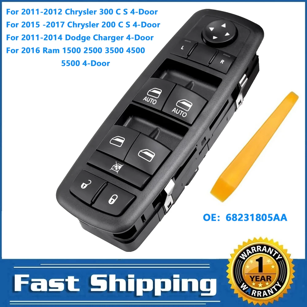 Power Window Control Switch Lifter Button For Dodge Charger Chrysler 300 200 C S 4-Door Ram 1500 2500 3500 4500 5500  2011-2017