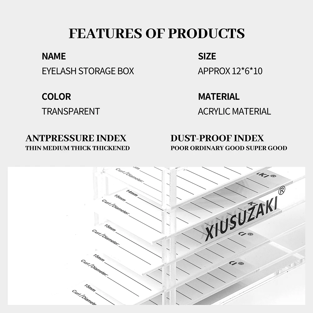 XIUSUZAKI False Eyelashes Storage Box 5 Layers Acrylic Pallet Lash Holder Display Stand Eyelash Extensions Makeup Tools Supplier