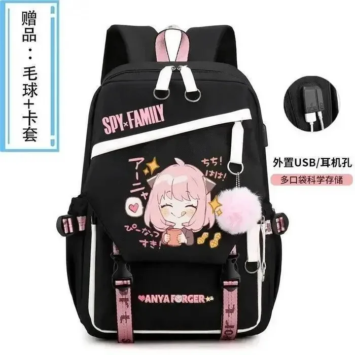 

С USB-портом, дышащая сетка, черный, розовый, синий, желтый, Spy X, семейные школьные сумки для подростков, рюкзаки для девочек и мальчиков, аниме-игра