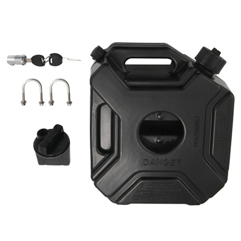 5L Liters Black Fuel Tank Can Car Motorcycle Spare Petrol Oil Tank Backup Jerrycan Fuel-Jugs Canister With Lock & Key