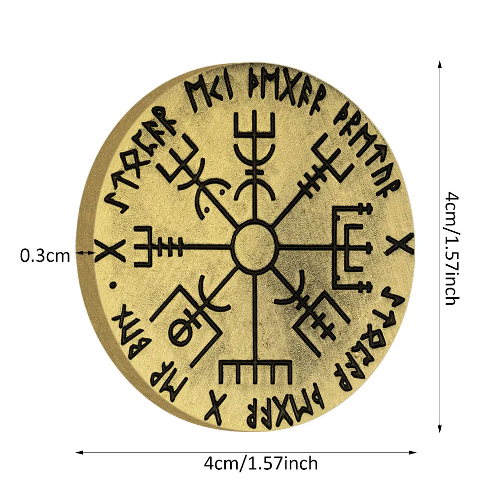 Vegkladir فايكنغ البوصلة النحاس مطلي الهدايا التذكارية عملات تحصيل هدية عملات تذكارية ديكورات المنزل