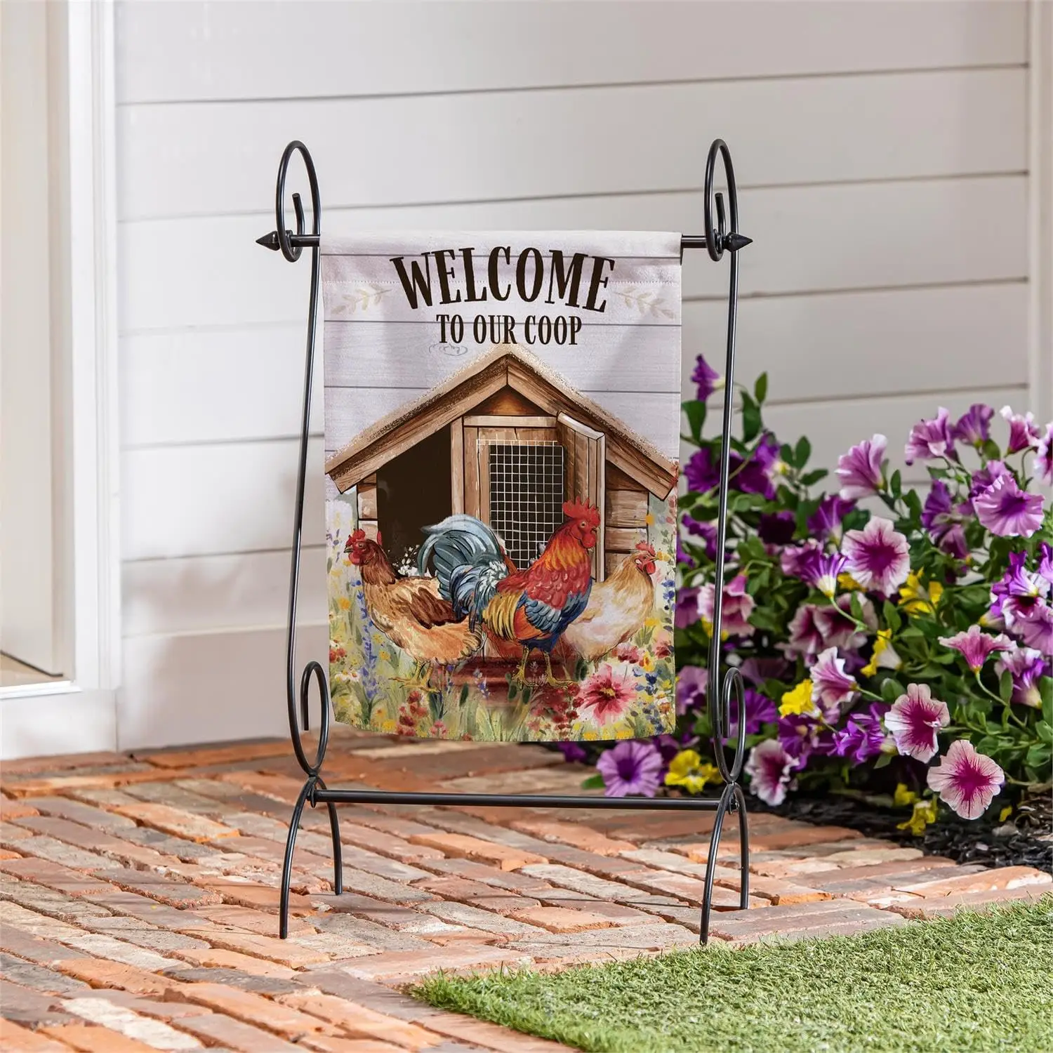 Evergreen Petal & Plow Coop Suede Garden Flag 12x18 Double Sided, All Weather Flags For Outside House, Welcome Spring Fl PPZ