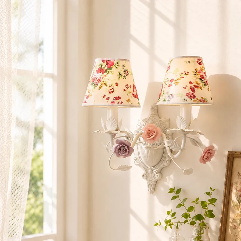 

French Flowers Petal Wall Lamps Girl Bedroom Bedside Lamp Warm Children's Room Baby Room Corridor Aisle Princess Room Wall Light