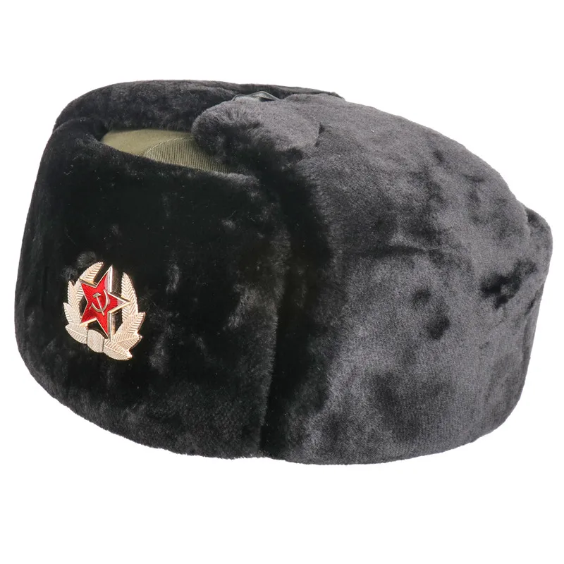 روسيا Ushanka قبعات الانتحاري للرجال ، قبعات الجيش العسكرية ، الطيار الصياد تروبر قبعة ، فو الأرنب الفراء ، إيرفلاب ، قبعات الثلوج ، شارة السوفياتي ، الشتاء